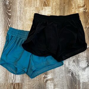 Athleta Black and Teal Athletic Shorts Duo